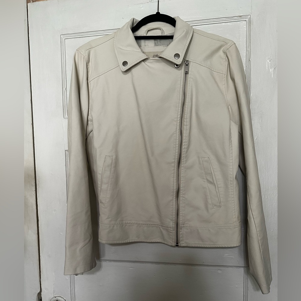 Women’s Cream Pleather Jacket
